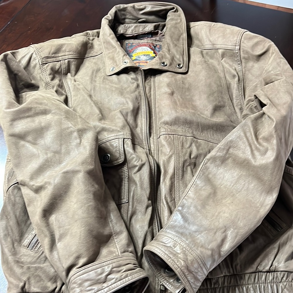 Mens XLT Adventure Bound by Wilson brown leather jacket